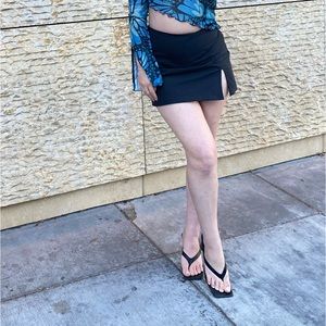 Black Mini Skirt with Slit